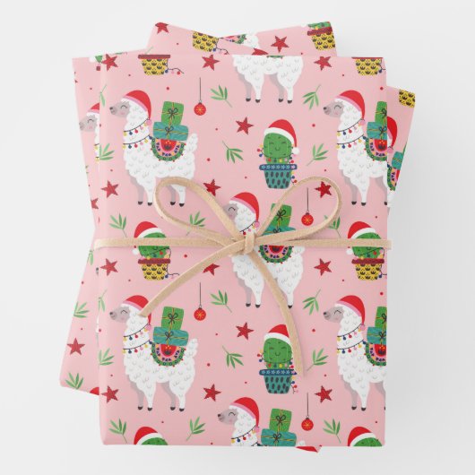 Llamas und Cacti Weihnachtsmuster Geschenkpapier Set (Beispiel)