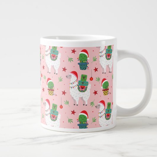Llamas und Cacti Weihnachtsmuster Jumbo-Tasse (Rechts)
