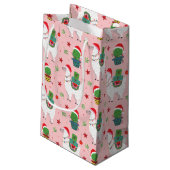 Llamas und Cacti Weihnachtsmuster Kleine Geschenktüte (Rückseite Schrägansicht)