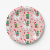 Llamas und Cacti Weihnachtsmuster Pappteller (Vorderseite)