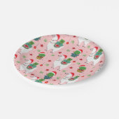 Llamas und Cacti Weihnachtsmuster Pappteller (Schrägansicht)