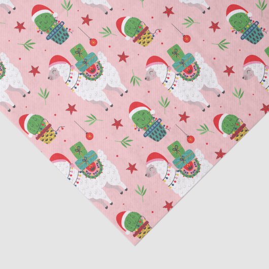 Llamas und Cacti Weihnachtsmuster Seidenpapier (Ausschnitt)