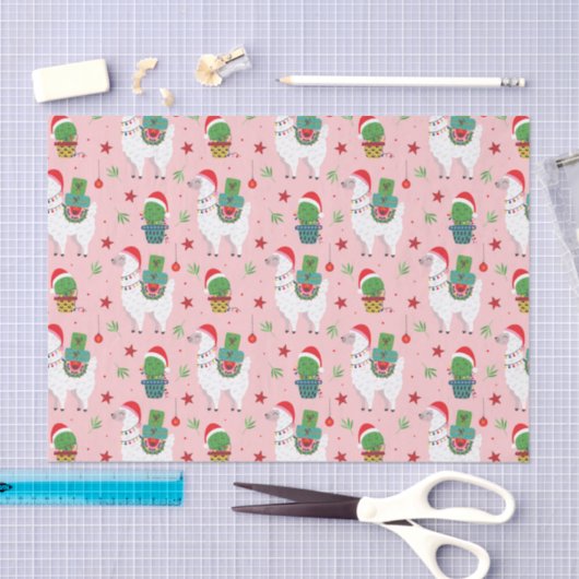 Llamas und Cacti Weihnachtsmuster Seidenpapier (Handwerk)