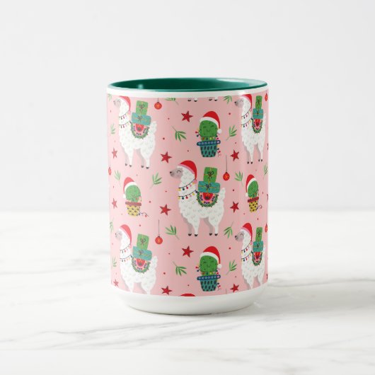 Llamas und Cacti Weihnachtsmuster Tasse (Zentrum)