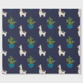 Llamas und Cactus on Navy Geschenkpapier (Flach)