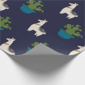 Llamas und Cactus on Navy Geschenkpapier (Ecke)