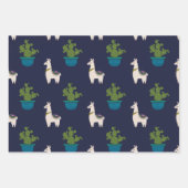 Llamas und Cactus on Navy Geschenkpapier Set (Vorderseite)