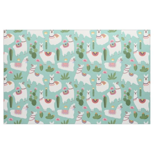 Llamas und Cactus Stoff (Fat Quarter (45,7 x 55,9 cm))