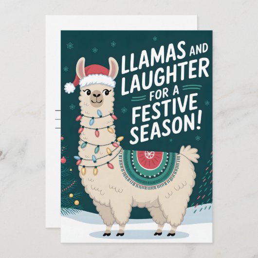 Llamas und Feiertage - Weihnachtskarte Feiertagskarte (Vorne/Hinten)