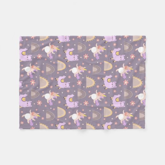 Llamas und Unicorns Fleece Blanket (Vorderseite (Horizontal))