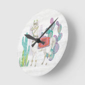 Llamas V Runde Wanduhr (Winkel)