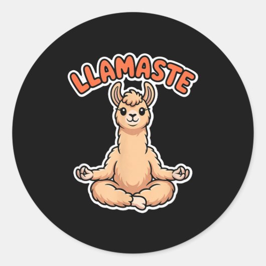 Llamaste Funny Meditating Llama Cute Yoga Animal D Runder Aufkleber (Vorderseite)