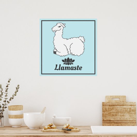 Llamaste White Llama & Lotus Poster (Küche)