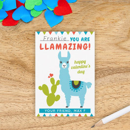 Llamazing Blue Llama Boys Klassenzimmer Valentine Mitteilungskarte