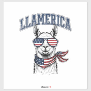 Llamerica Patriotischer Lama Vintage Gravur T-Shir Aufkleber