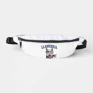 Llamerica Patriotischer Lama Vintage Gravur T-Shir Bauchtasche
