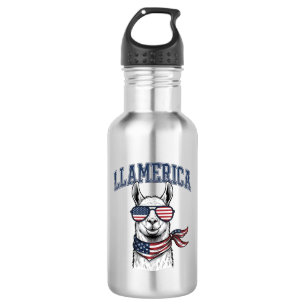 Llamerica Patriotischer Lama Vintage Gravur T-Shir Edelstahlflasche