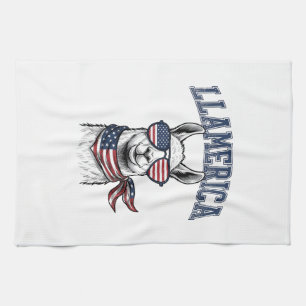 Llamerica Patriotischer Lama Vintage Gravur T-Shir Geschirrtuch