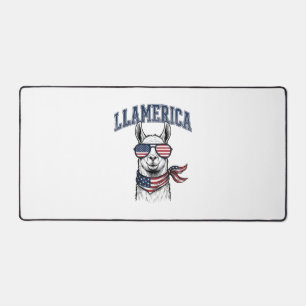 Llamerica Patriotischer Lama Vintage Gravur T-Shir Schreibtischunterlage