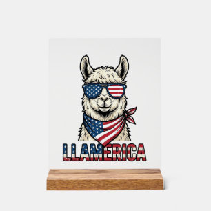 Llamerica Patriotischer Lama Vintage Vektor Design Acrylschild