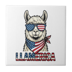 Llamerica Patriotischer Lama Vintage Vektor Design Fliese