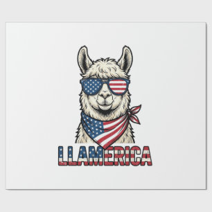 Llamerica Patriotischer Lama Vintage Vektor Design Geschenkpapier