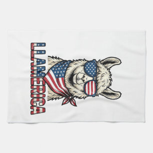 Llamerica Patriotischer Lama Vintage Vektor Design Geschirrtuch