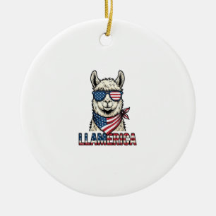 Llamerica Patriotischer Lama Vintage Vektor Design Keramik Ornament