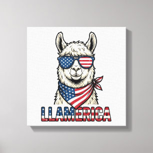 Llamerica Patriotischer Lama Vintage Vektor Design Leinwanddruck