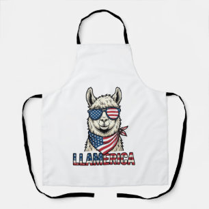 Llamerica Patriotischer Lama Vintage Vektor Design Schürze