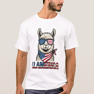 Llamerica Patriotischer Lama Vintage Vektor Design T-Shirt