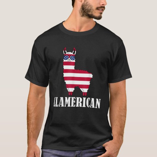Llamerican Llama 4. Juli USA Llama Amerika T-Shirt (Vorderseite)