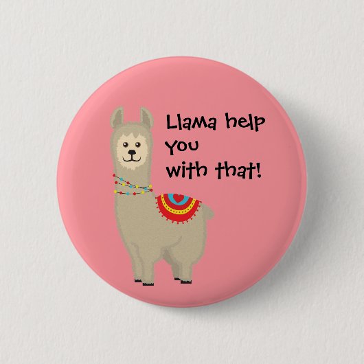 "Llamme helfe dir dabei" hilfreich kawaii llama Button (Vorderseite)