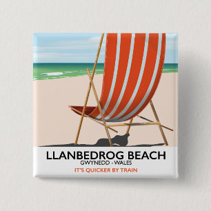 Llanbedrog Beach, Gwynedd Wales-Küstenplakat Button