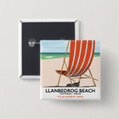 Llanbedrog Beach, Gwynedd Wales Küstenposter Button (Vorne & Hinten)