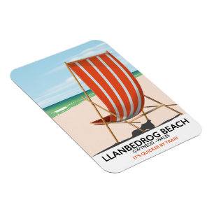 Llanbedrog Beach, Gwynedd Wales Küstenposter Magnet