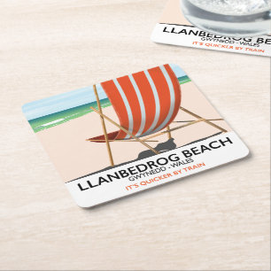 Llanbedrog Beach, Gwynedd Wales Küstenposter Rechteckiger Pappuntersetzer