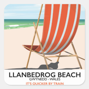 Llanbedrog Beach, Gwynedd Wales Strandposter Quadratischer Aufkleber
