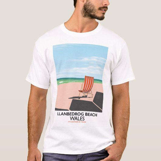 Llanbedrog beach Wales beach travel poster T-Shirt (Vorderseite)