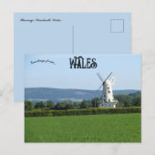 Llancayo-Windmühle Wales Postkarte (Vorne/Hinten)