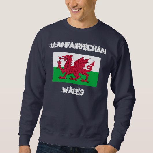 Llanfairfechan, Wales mit walisischer Flagge Sweatshirt (Vorderseite)