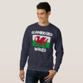 Llanidloes, Wales mit walisischer Flagge Sweatshirt (Vorne ganz)