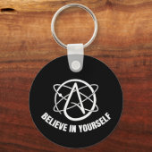 Llavero metálico circular de ateísmo y ciencia. schlüsselanhänger (Vorderseite)