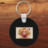 Llavero Pop Art Glam – Mujer Rubia con Chicle Schlüsselanhänger (Vorderseite)