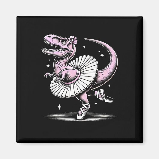 Llet Dancing T-rex In Tutu And Slippers  Magnet (Vorne)