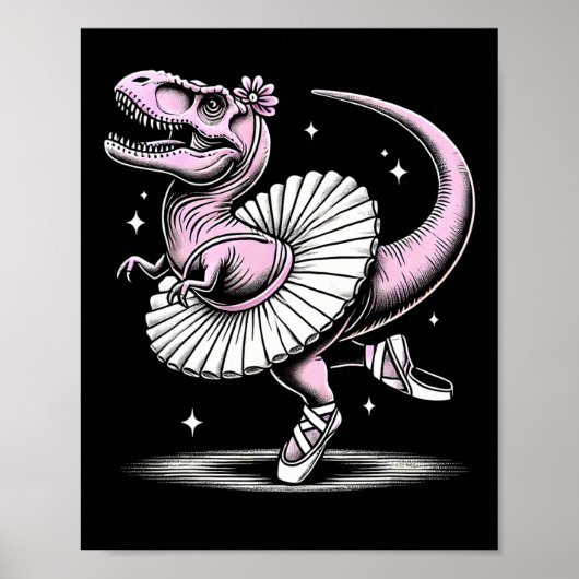 Llet Dancing T-rex In Tutu And Slippers  Poster (Vorne)