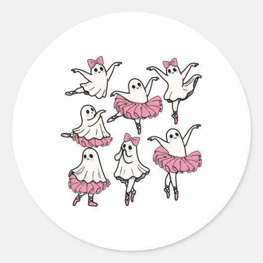 Llet Ghost Dancer Niedlich Boo Dancing Halloween Runder Aufkleber (Vorderseite)