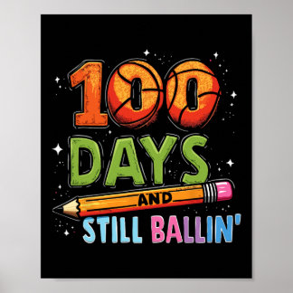 Llin' through 100 days of school sketll for boys poster