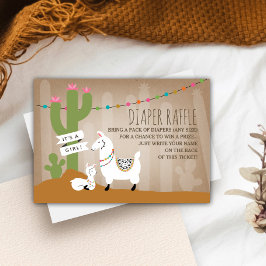 Lllama Mama + Baby Girl Diaper Raffle Begleitkarte