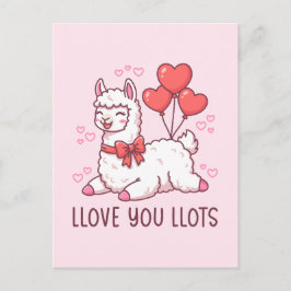 Llove You Llots - Kawaii Llama Valentine Postkarte